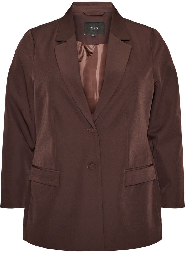 Classic blazer with button fastening, Brown, Packshot image number 0