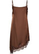 Satin dress with lace and an asymmetrical hem, Brown, Packshot image number 1