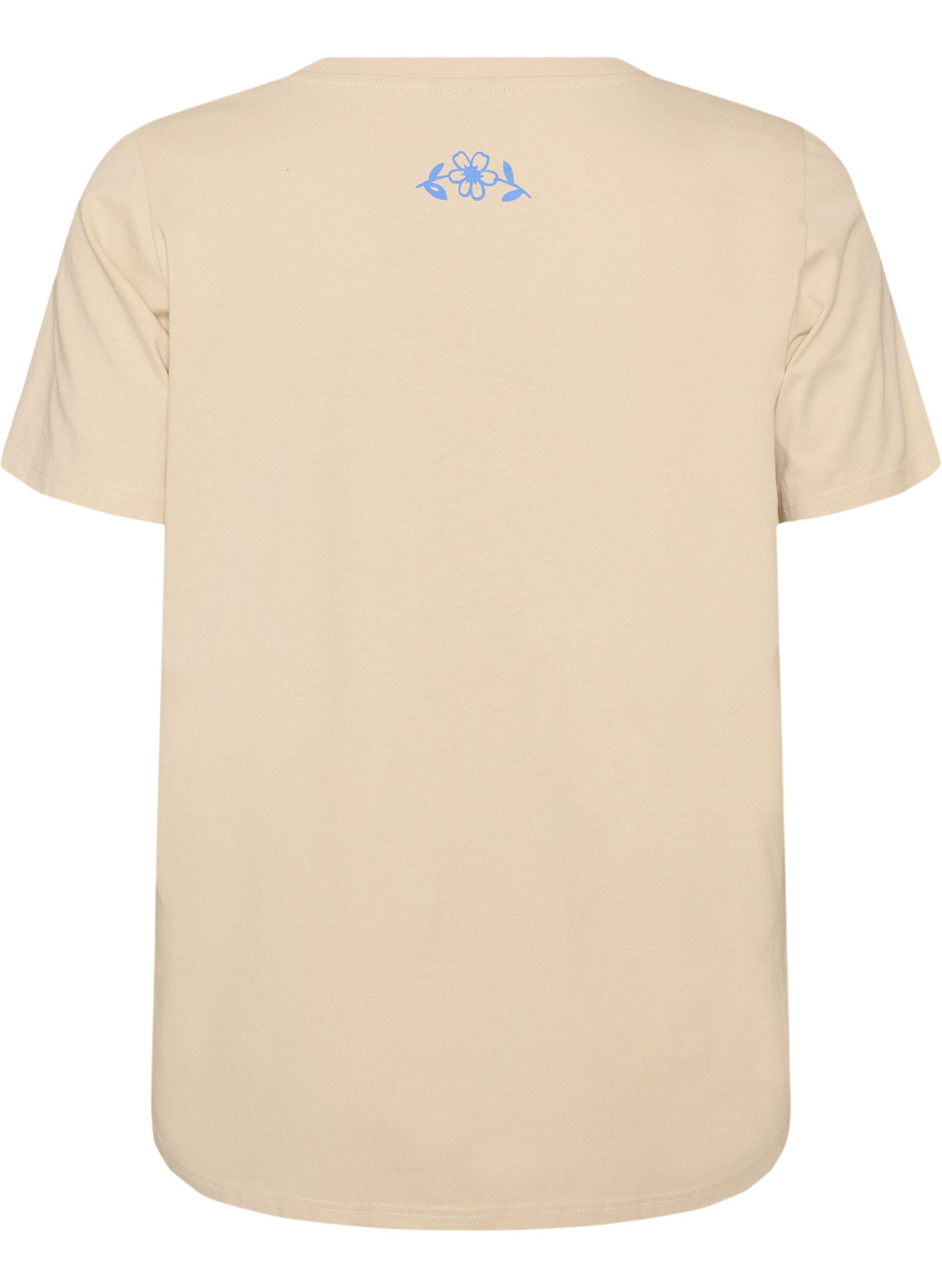 Zizzifashion Cotton T-shirt with print, Beige, Packshot image number 1