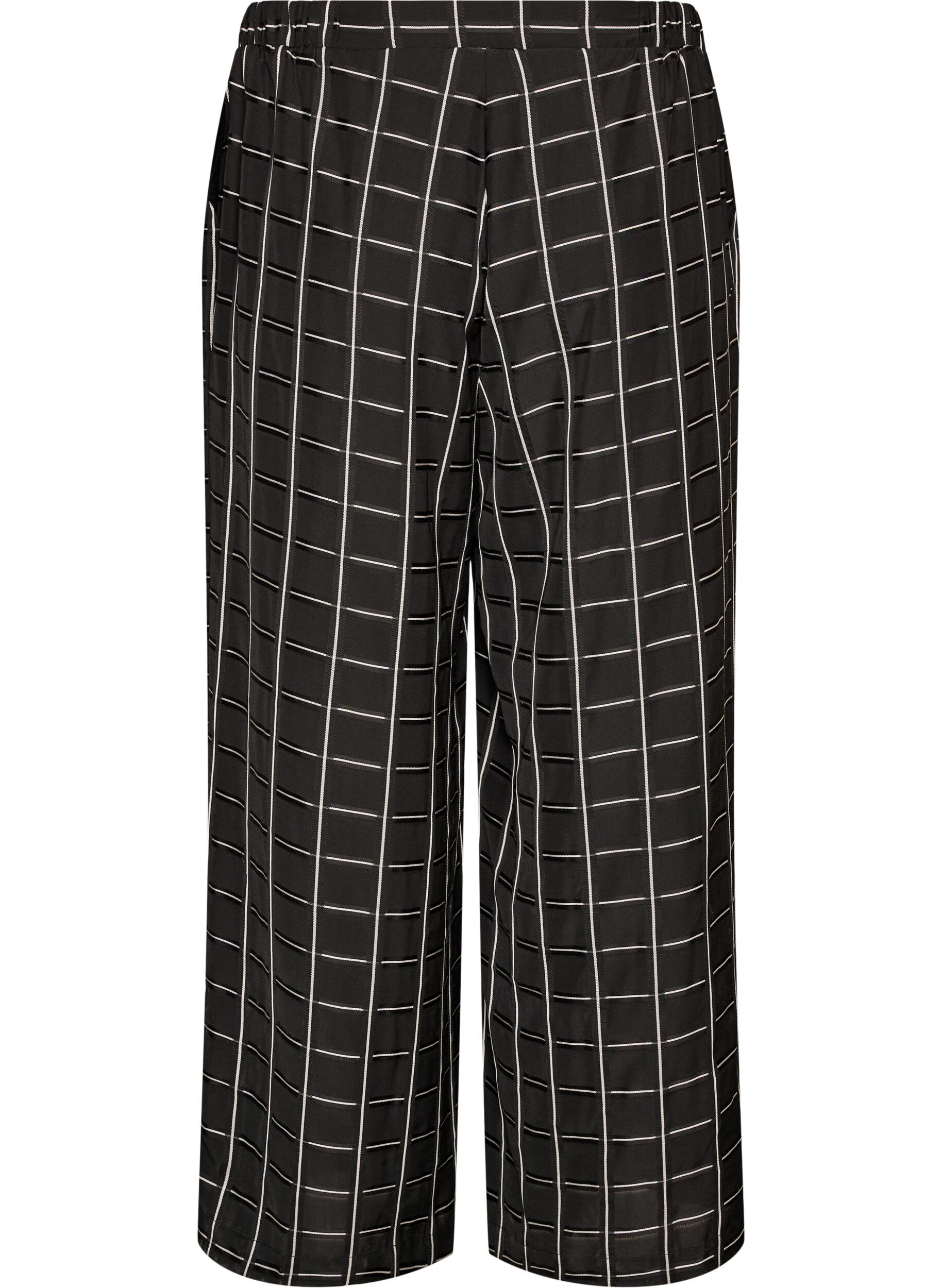 ZizzifashionChecked wide-leg trousers, Black, Packshot image number 1
