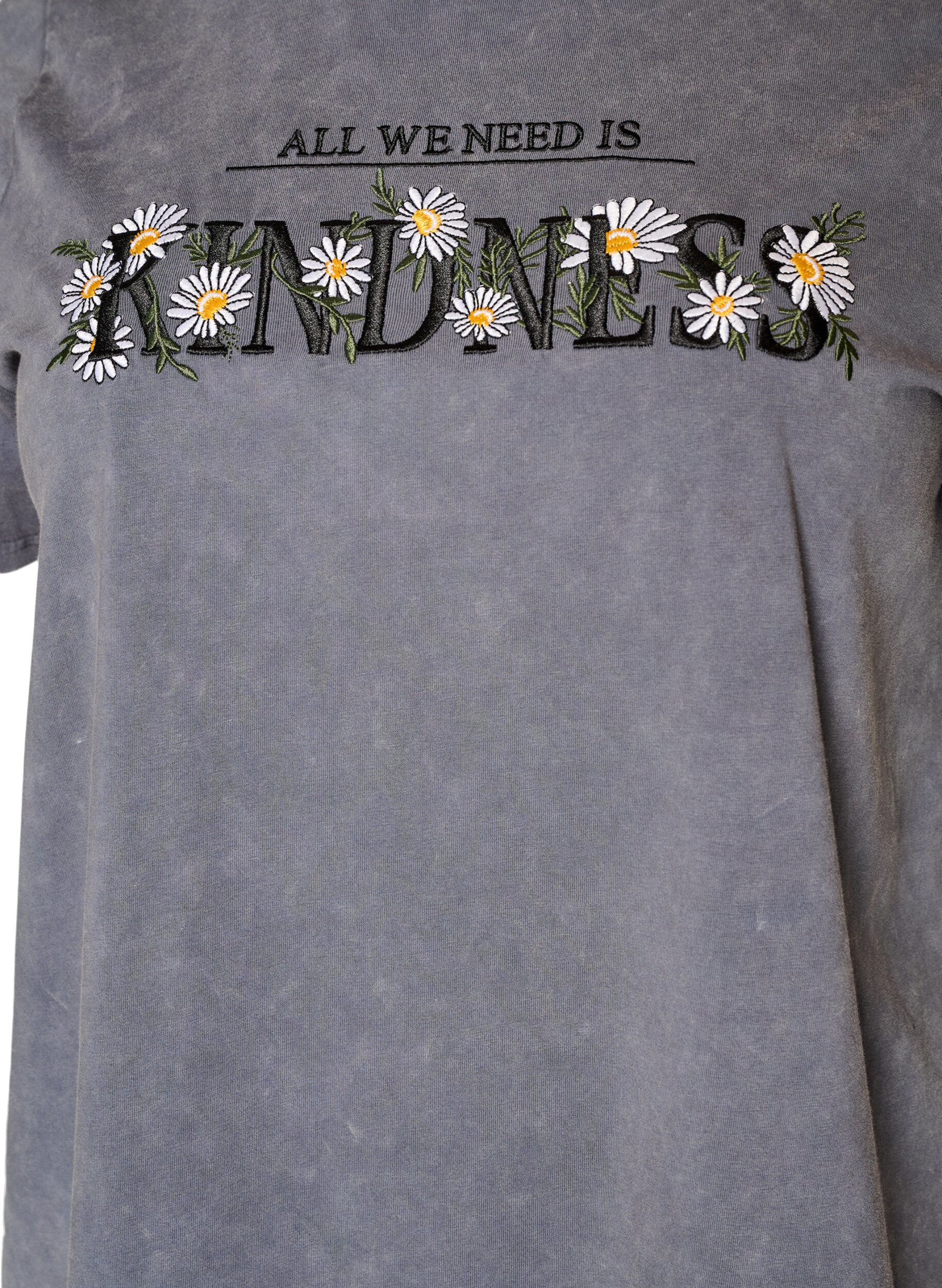 Zizzifashion Cotton T-shirt with a washed look and embroidered motif, Grey, Packshot image number 2