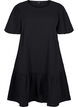 Cotton short-sleeved dress with a-line cut, Black, Packshot image number 0