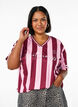 Sporty t-shirt with stripes and text motif, Rose, Model image number 0