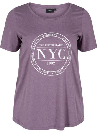 Mottled t-shirt with print and short sleeves, Vintage Violet Mel., Packshot image number 0