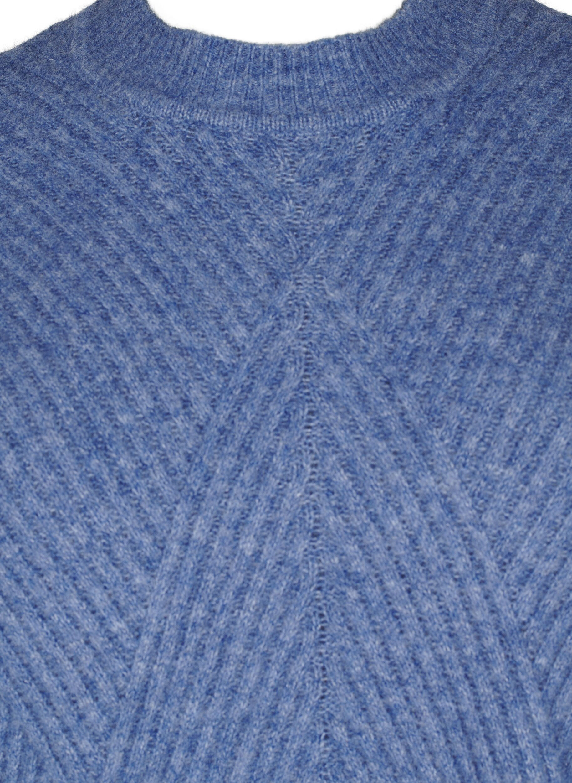 Zizzifashion Short ribbed dress with a round neck, Grey Blue Mel., Packshot image number 2