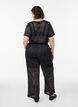 Eyelet lace trousers with straight legs, Black, Model image number 1