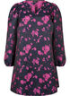 Short jacquard dress with long sleeves, Black w. Red Rose, Packshot image number 0