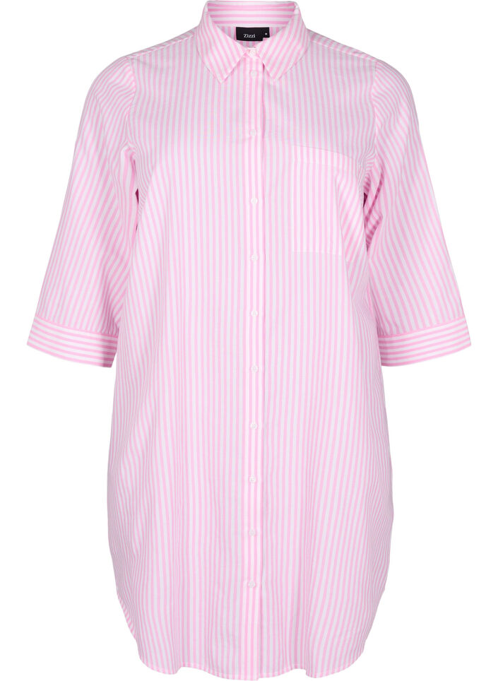 Long striped shirt with 3/4 sleeves, Pink, Packshot image number 0
