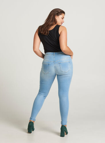 Super slim fit Amy jeans with a high waist, Light blue denim, Model image number 0