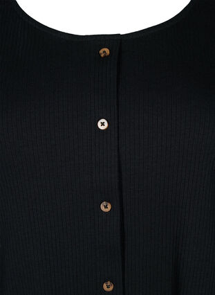 Short-sleeved ribbed t-shirt with buttons, Black, Packshot image number 2