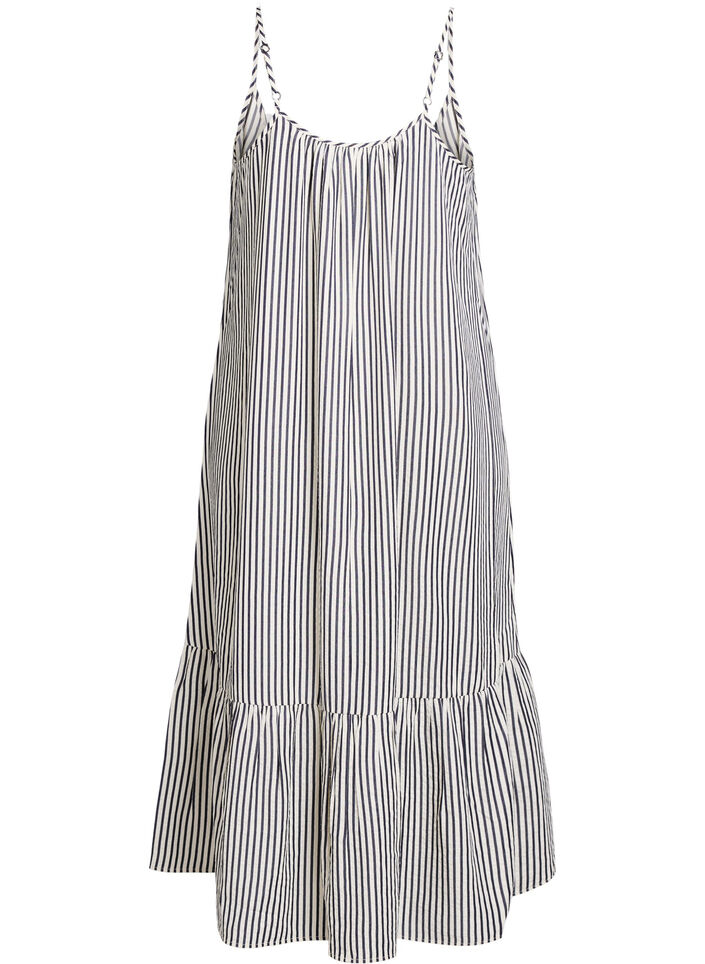 Summer dress with stripes and A-line shape, Black, Packshot image number 1