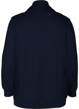 Long-sleeved blouse with a high neck and drawstring, Navy Blazer, Packshot image number 1