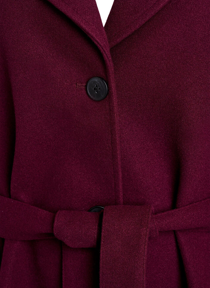 Short coat with a belt, Dark Bordeaux, Packshot image number 2
