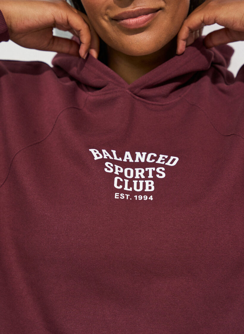 Hoodie with chest print, Purple, Model image number 3