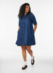 Denim dress in lyocell with buttons and short sleeves, Blue, Model image number 0
