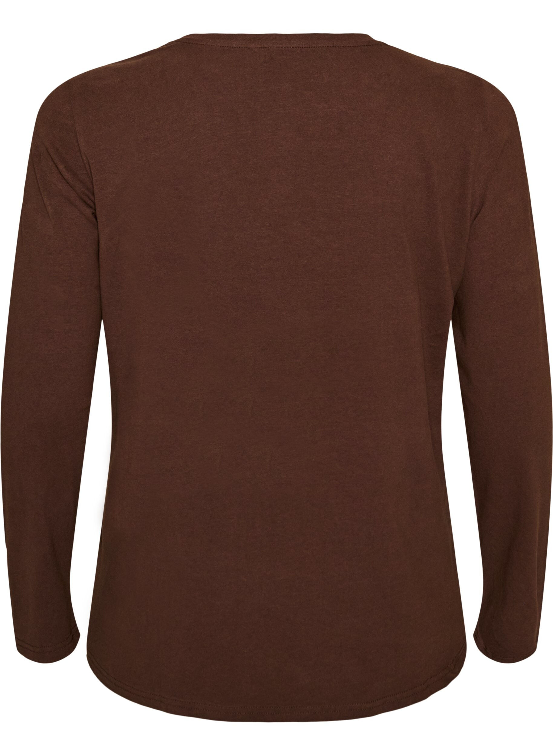 ZizzifashionBasic jersey blouse with long sleeves, Brown, Packshot image number 1