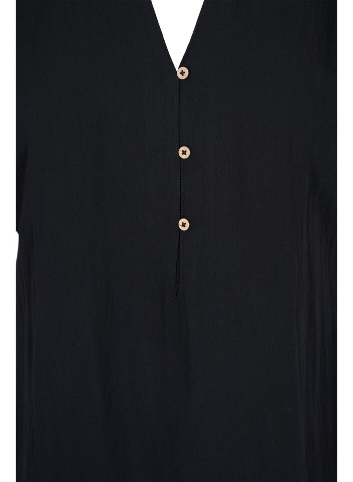 Short-sleeved viscose tunic, Black, Packshot image number 2