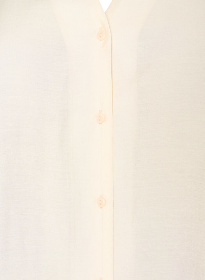 Shirt blouse with elbow-length sleeves and floral details, Beige, Packshot image number 2