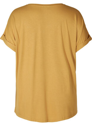 Round neck t-shirt made from a viscose mix, Honey Mustard , Packshot image number 1