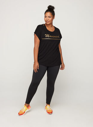 Sports t-shirt with print on the chest, Black, Model image number 2