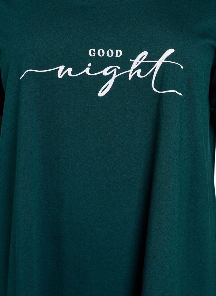 Short-sleeved nightgown in organic cotton, Green, Packshot image number 2