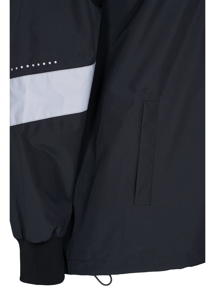 Rain jacket with reflective details, Black, Packshot image number 2