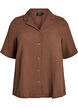 Short-sleeved shirt in cotton muslin, Brown, Packshot image number 0