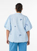 Blouse in cotton muslin with balloon sleeves and embroidered details, Light Blue, Model image number 2