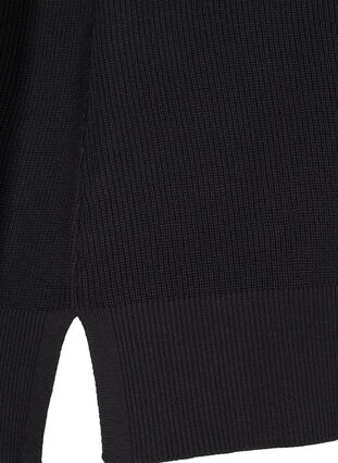 Knitted vest with rounded neckline and slits, Black, Packshot image number 3