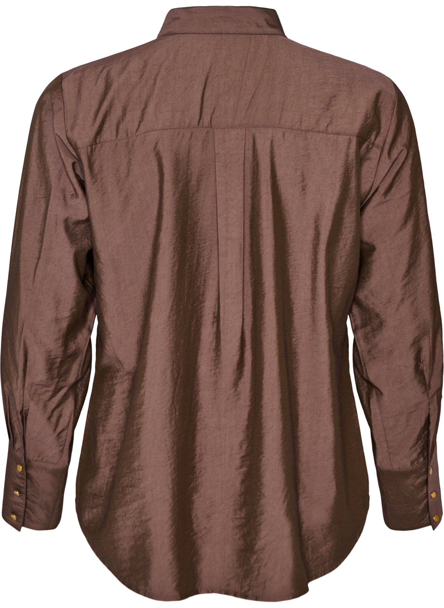 ZizzifashionViscose shirt with golden buttons, Brown, Packshot image number 1