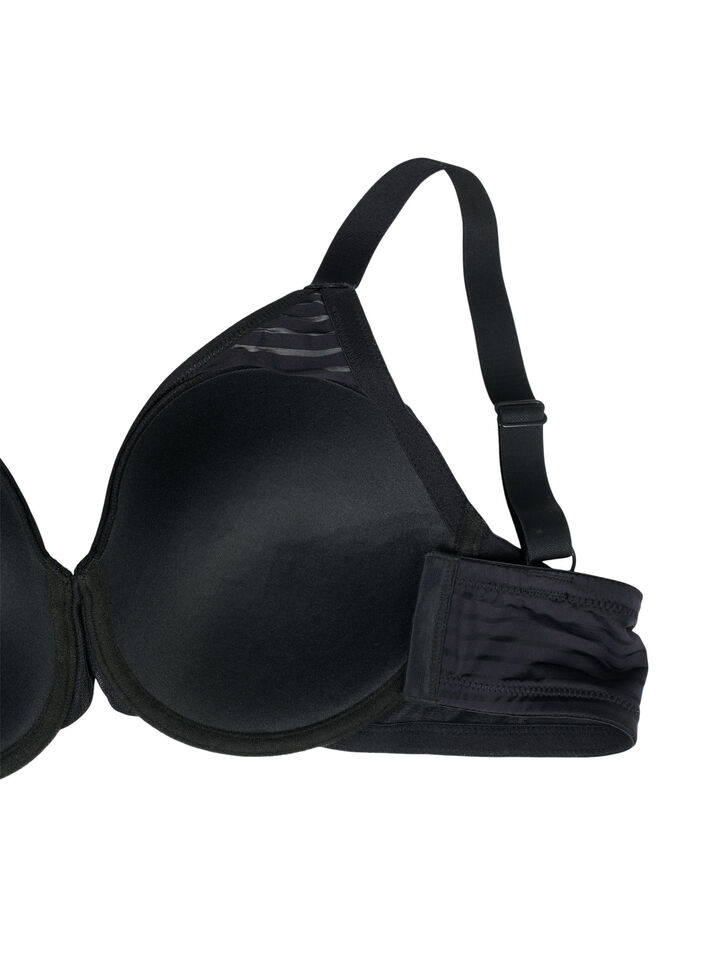 Moulded bra with striped mesh, Black, Packshot image number 3
