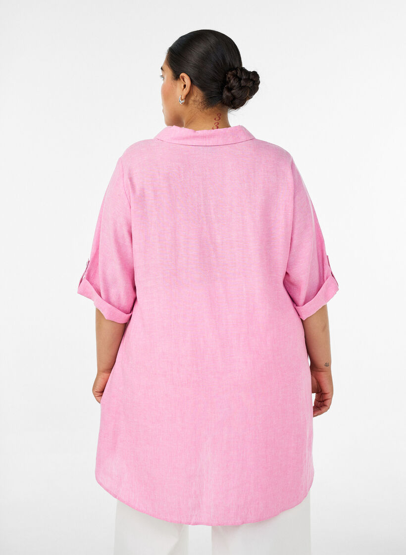Linen and viscose tunic with A-shape, 2169, Model image number 2