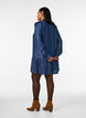 Short denim-look dress with ruffles, Blue, Model image number 2