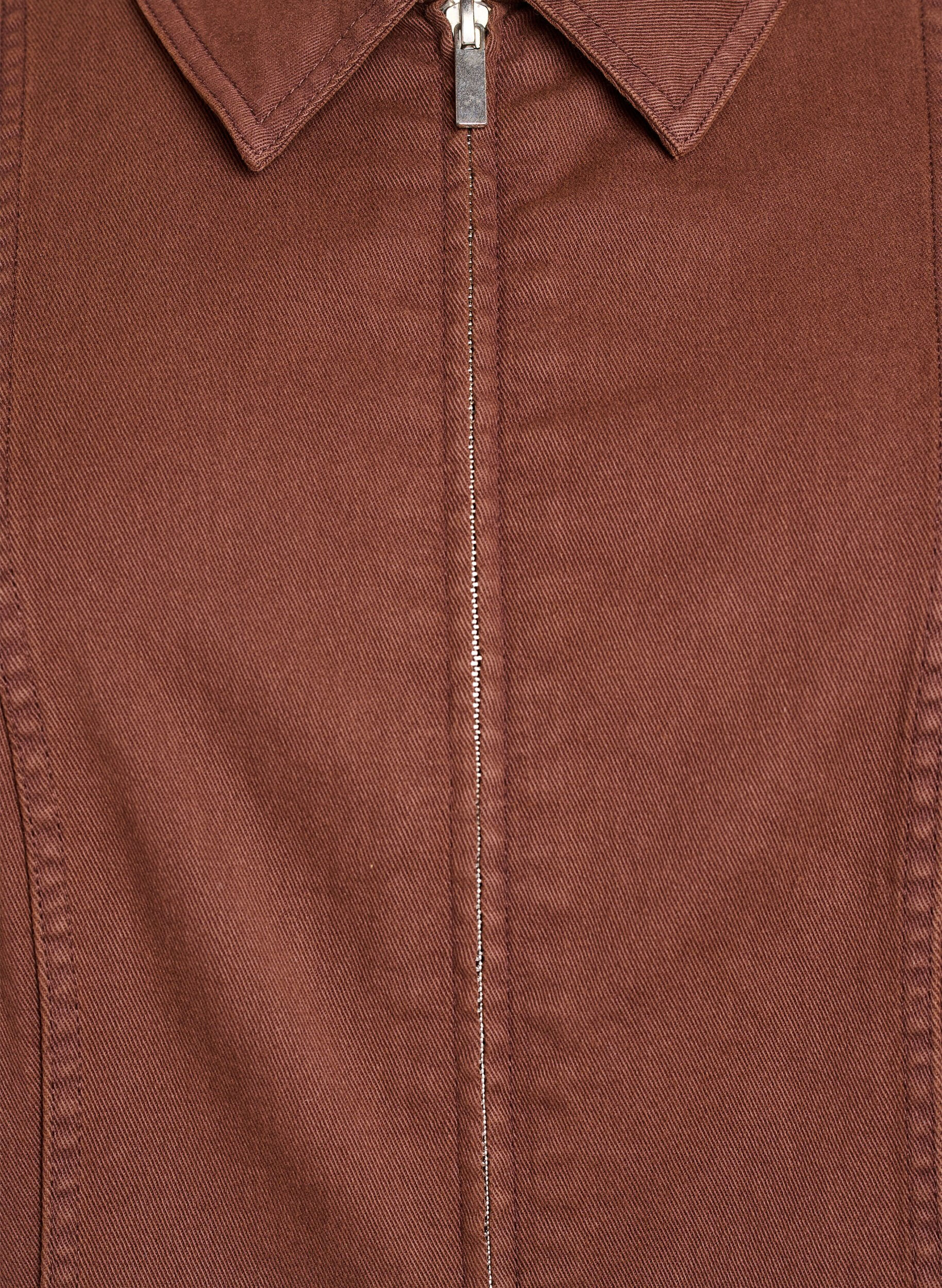 Zizzifashion Short twill dress with zipper, Brown, Packshot image number 2