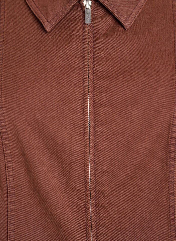 Short twill dress with zipper, Brown, Packshot image number 2