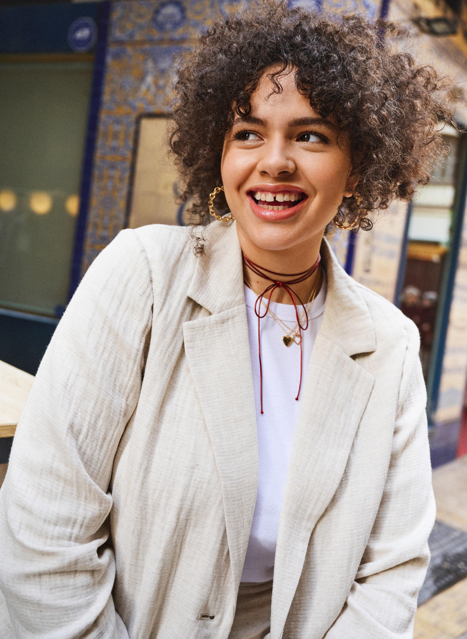 Zizzifashion Blazer in a material blend with linen, Rainy Day, Image image number 0