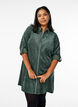Velvet dress with zipper and 3/4 sleeves, Green, Model image number 0
