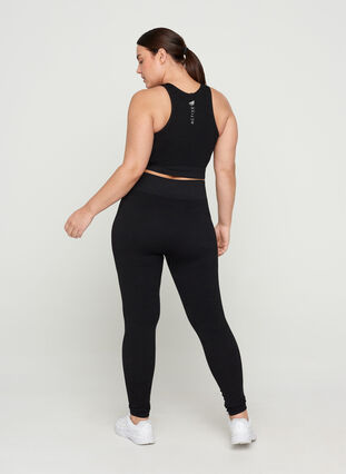 Cropped exercise tights with pattern, Black, Model image number 1