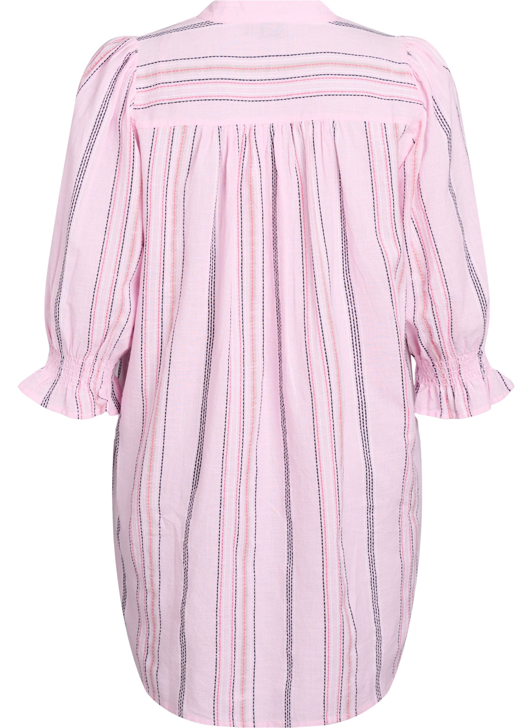 Zizzifashion Short cotton dress with striped pattern, Rose, Packshot image number 1