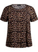 FLASH - Short sleeve viscose blouse with print, Brown, Packshot image number 0
