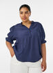 Blouse in a crinkled viscose blend with a V-neck, Blue, Model image number 0