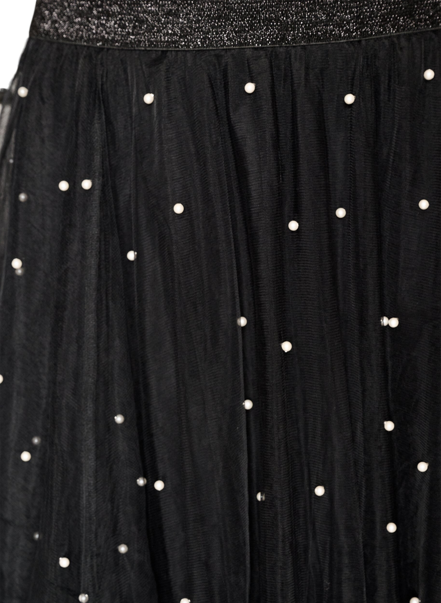 ZizzifashionTulle midi skirt with pearls, Black, Packshot image number 2