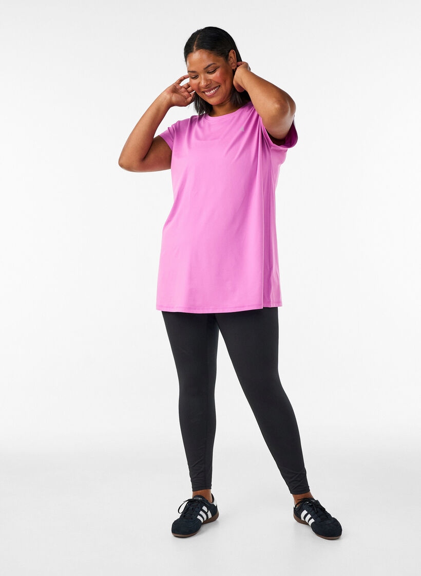 Long workout T-shirt, Pink, Model image number 1