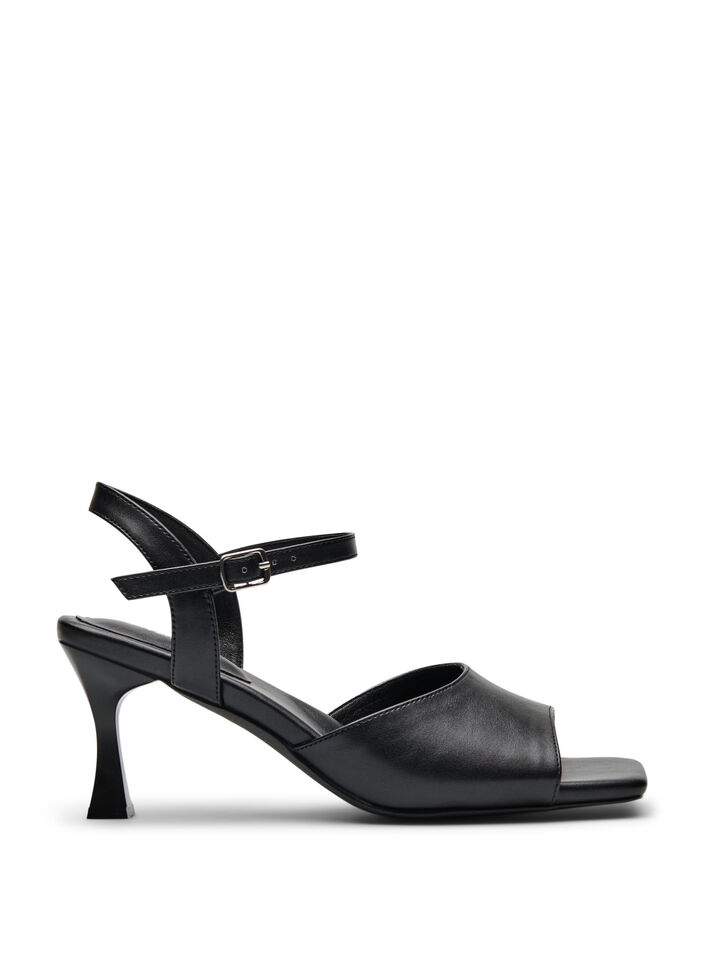 Pumps with an open toe and square toe, Black, Packshot image number 0