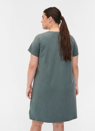 Short-sleeved nightdress in a cotton blend, Balsam Green Mélange, Model image number 1