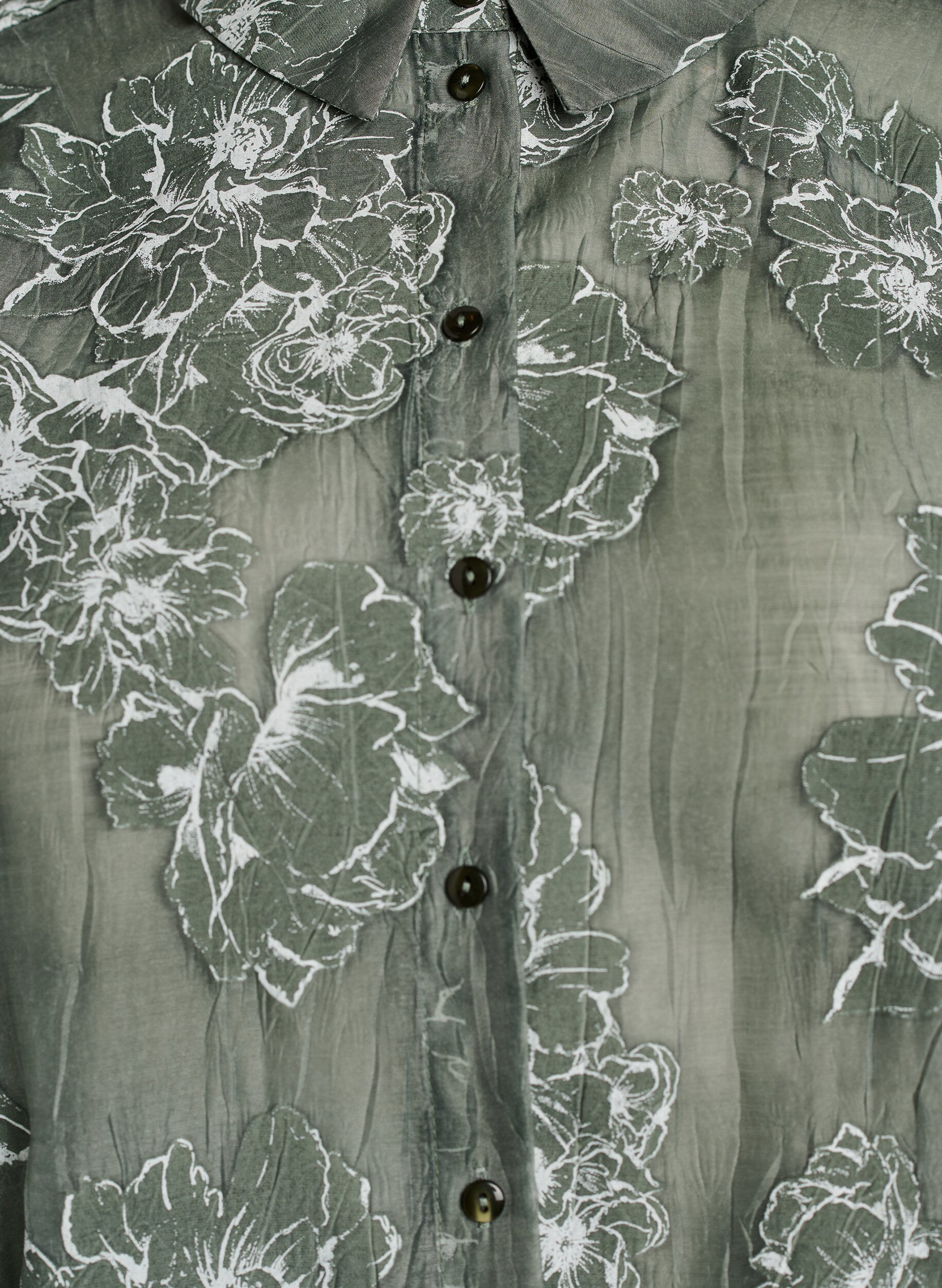 Zizzifashion Sheer shirt blouse with floral print, Green, Packshot image number 2