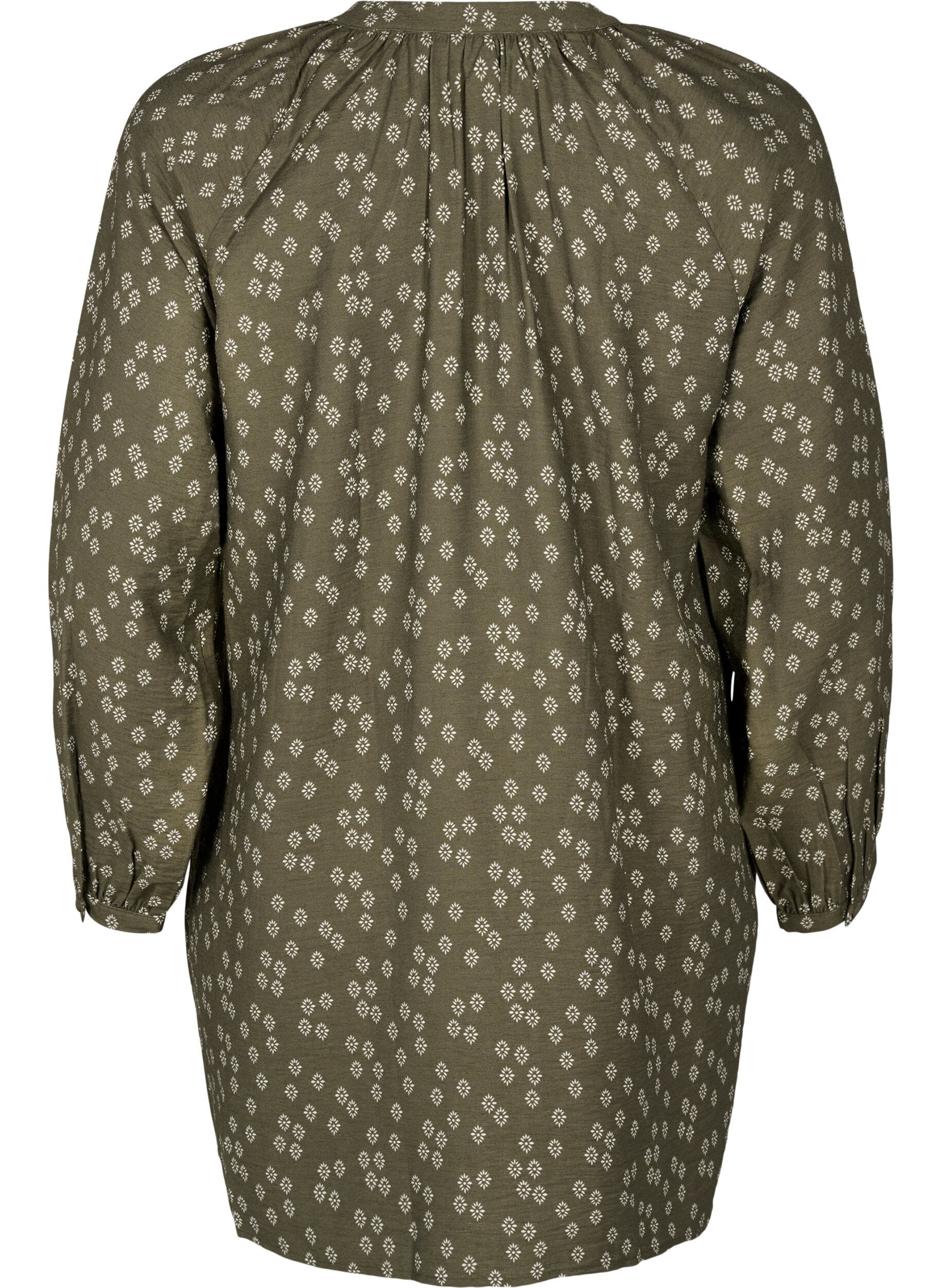Zizzifashion Long-sleeved tunic with floral print, Green, Packshot image number 1