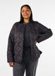 Quilted jacket with press studs and round neck, Black, Model image number 0