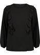 Long sleeve blouse with ruffles, Black, Packshot image number 0