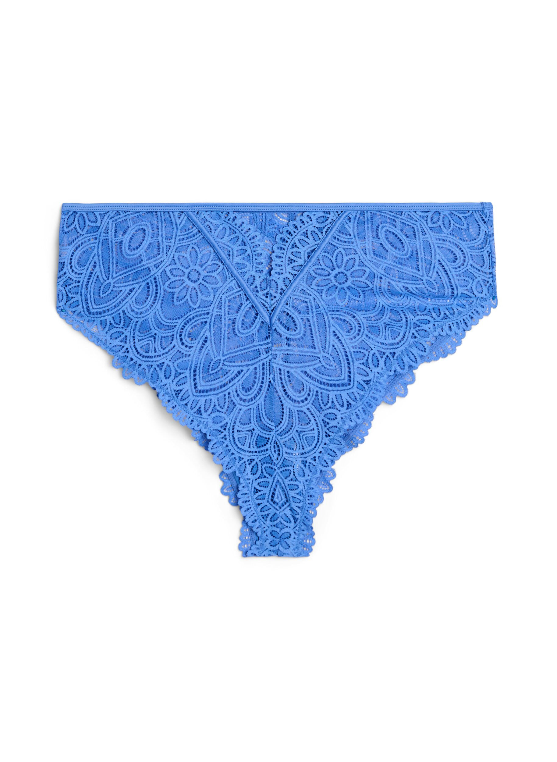 Zizzifashion Lace Brazilian brief with a regular waist, Blue, Packshot image number 1
